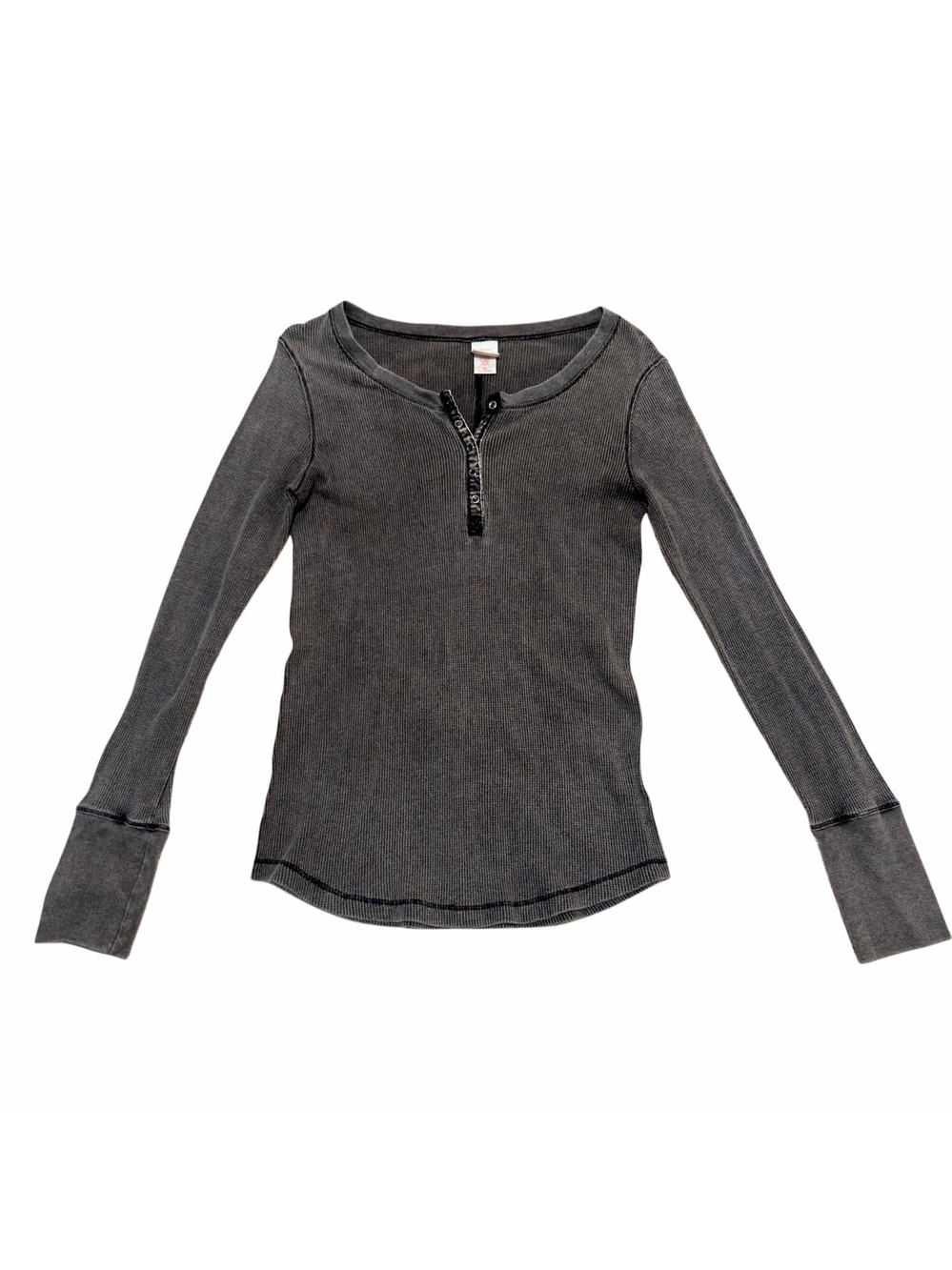 Vintage Mossimo Women’s Gray Long-Sleeve Henley Shirt, Size X-Large - Like New